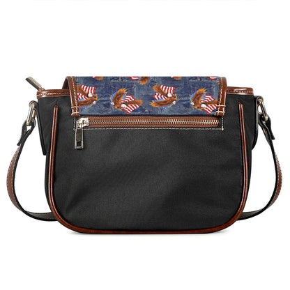 Denim American Eagle Pattern Print Saddle Bag