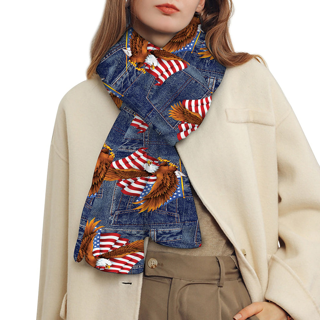 Denim American Eagle Pattern Print Scarf