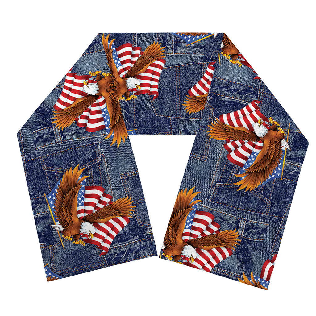Denim American Eagle Pattern Print Scarf