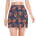 Denim American Eagle Pattern Print Side Slit Mini Skirt