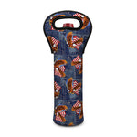Denim American Eagle Pattern Print Single Neoprene Wine Tote