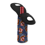 Denim American Eagle Pattern Print Single Neoprene Wine Tote