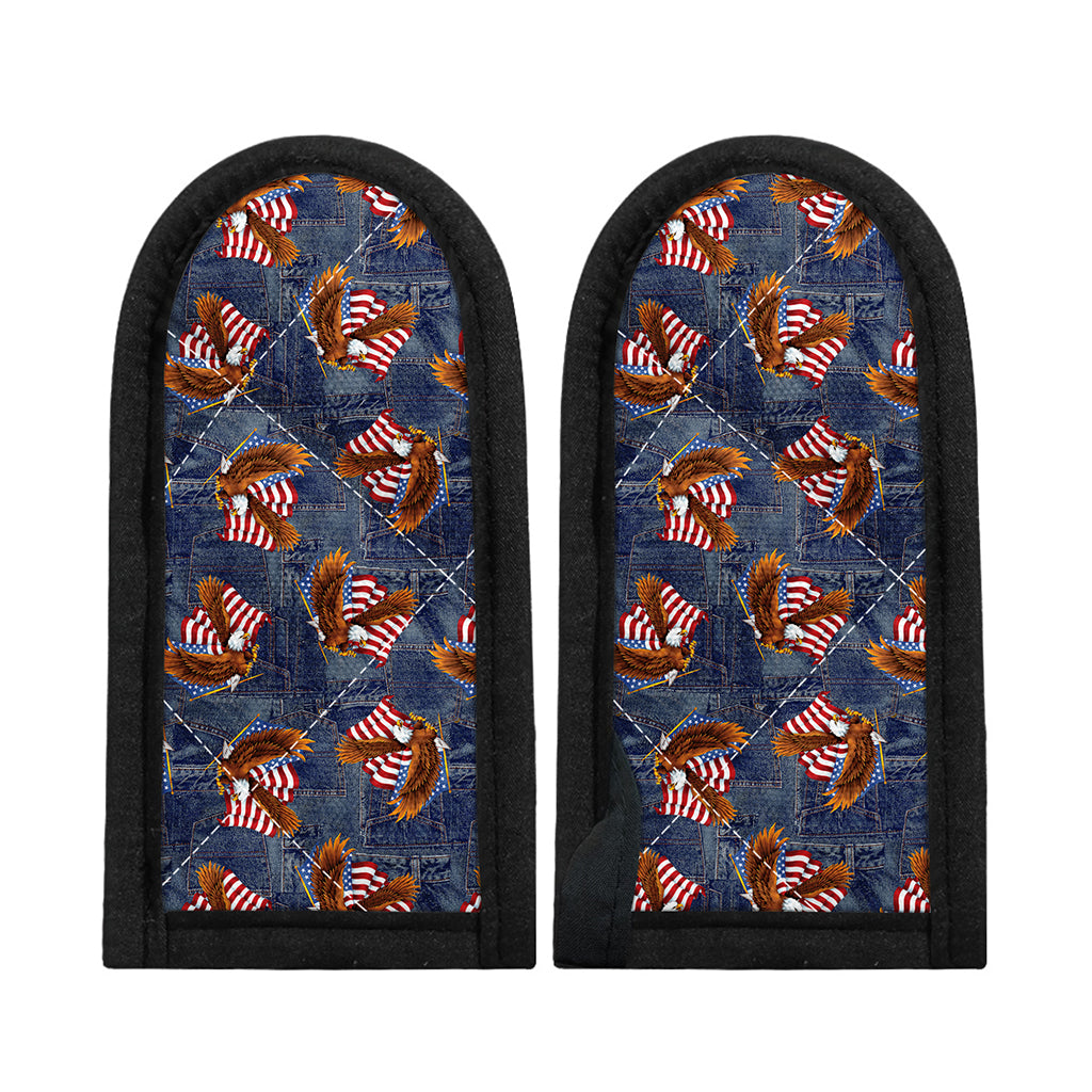 Denim American Eagle Pattern Print Skillet Handle Cover