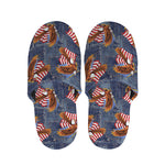 Denim American Eagle Pattern Print Slippers