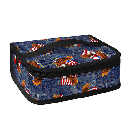 Denim American Eagle Pattern Print Small Lunch Bag