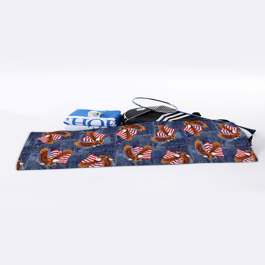 Denim American Eagle Pattern Print Sports Towel
