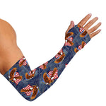 Denim American Eagle Pattern Print Sun Protection Arm Sleeves