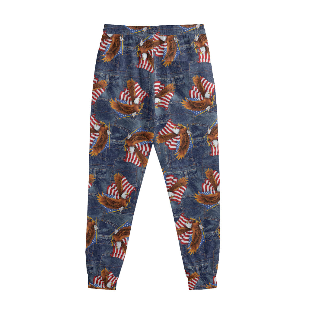 Denim American Eagle Pattern Print Sweatpants