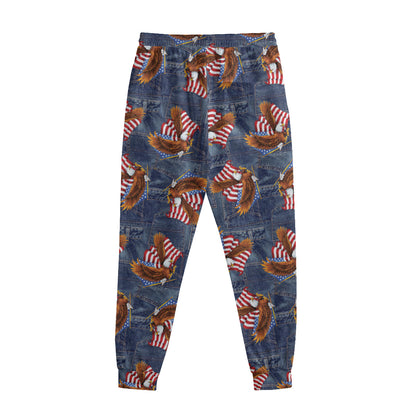 Denim American Eagle Pattern Print Sweatpants