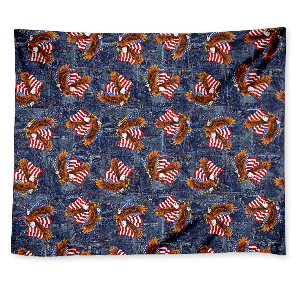 Denim American Eagle Pattern Print Tapestry
