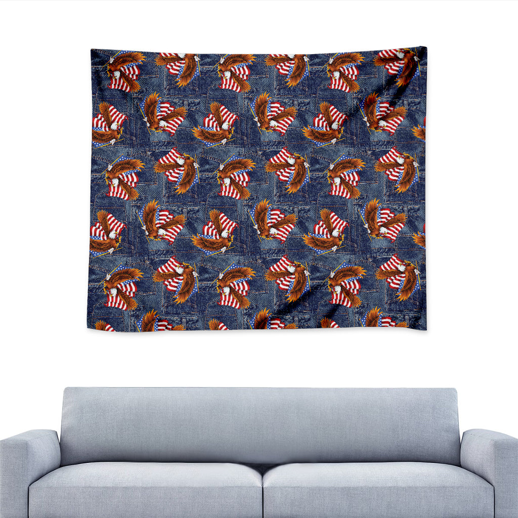 Denim American Eagle Pattern Print Tapestry