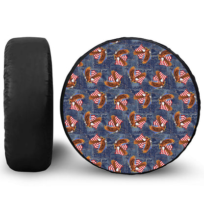 Denim American Eagle Pattern Print Tire Cover