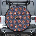 Denim American Eagle Pattern Print Tire Cover With Camera Hole