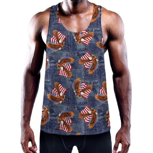 Denim American Eagle Pattern Print Training Tank Top