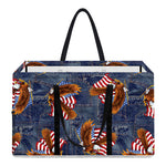 Denim American Eagle Pattern Print Utility Tote Bag