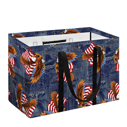 Denim American Eagle Pattern Print Utility Tote Bag