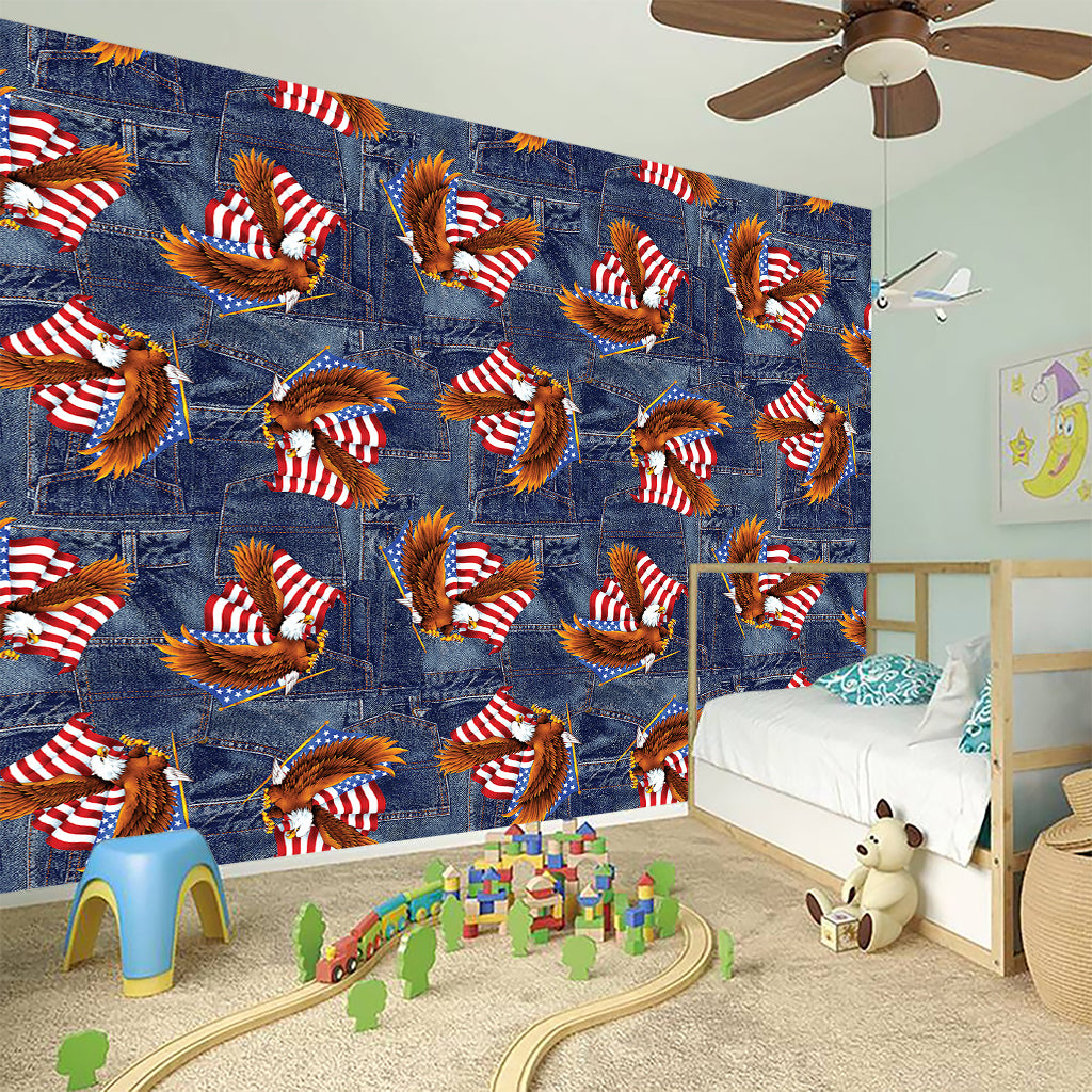 Denim American Eagle Pattern Print Wall Sticker