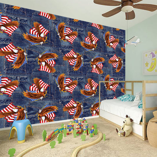 Denim American Eagle Pattern Print Wall Sticker