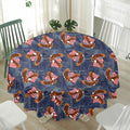 Denim American Eagle Pattern Print Waterproof Round Tablecloth