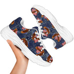 Denim American Eagle Pattern Print White Chunky Shoes