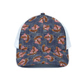 Denim American Eagle Pattern Print White Mesh Trucker Hat