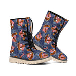 Denim American Eagle Pattern Print Winter Boots