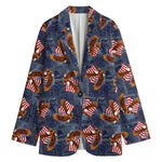 Denim American Eagle Pattern Print Women's Blazer