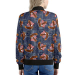 Denim American Eagle Pattern Print Women's Bomber Jacket