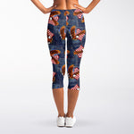 Denim American Eagle Pattern Print Women's Capri Leggings