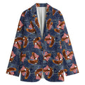 Denim American Eagle Pattern Print Women's Cotton Blazer