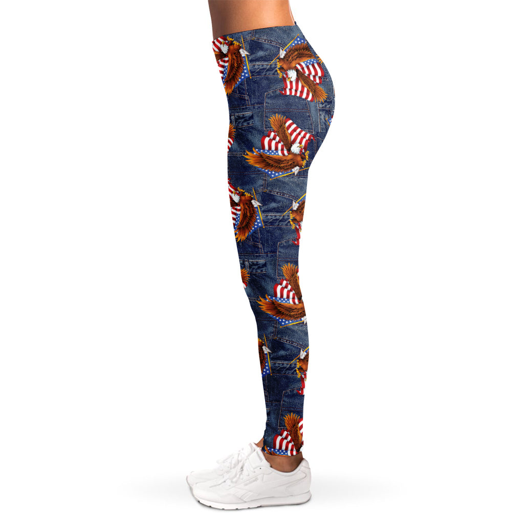 Denim American Eagle Pattern Print Women's Leggings