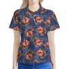 Denim American Eagle Pattern Print Women's Polo Shirt