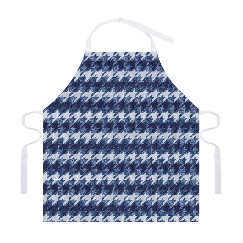 Denim Houndstooth Pattern Print Adjustable Apron