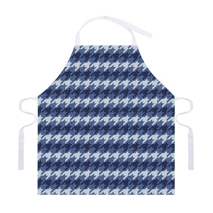 Denim Houndstooth Pattern Print Adjustable Apron