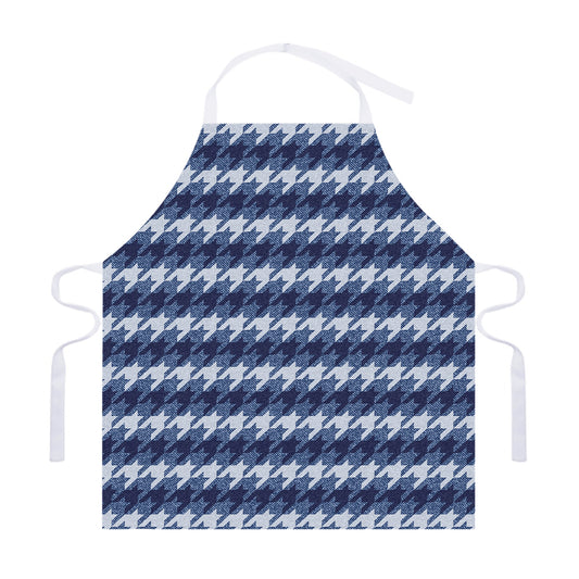 Denim Houndstooth Pattern Print Adjustable Apron