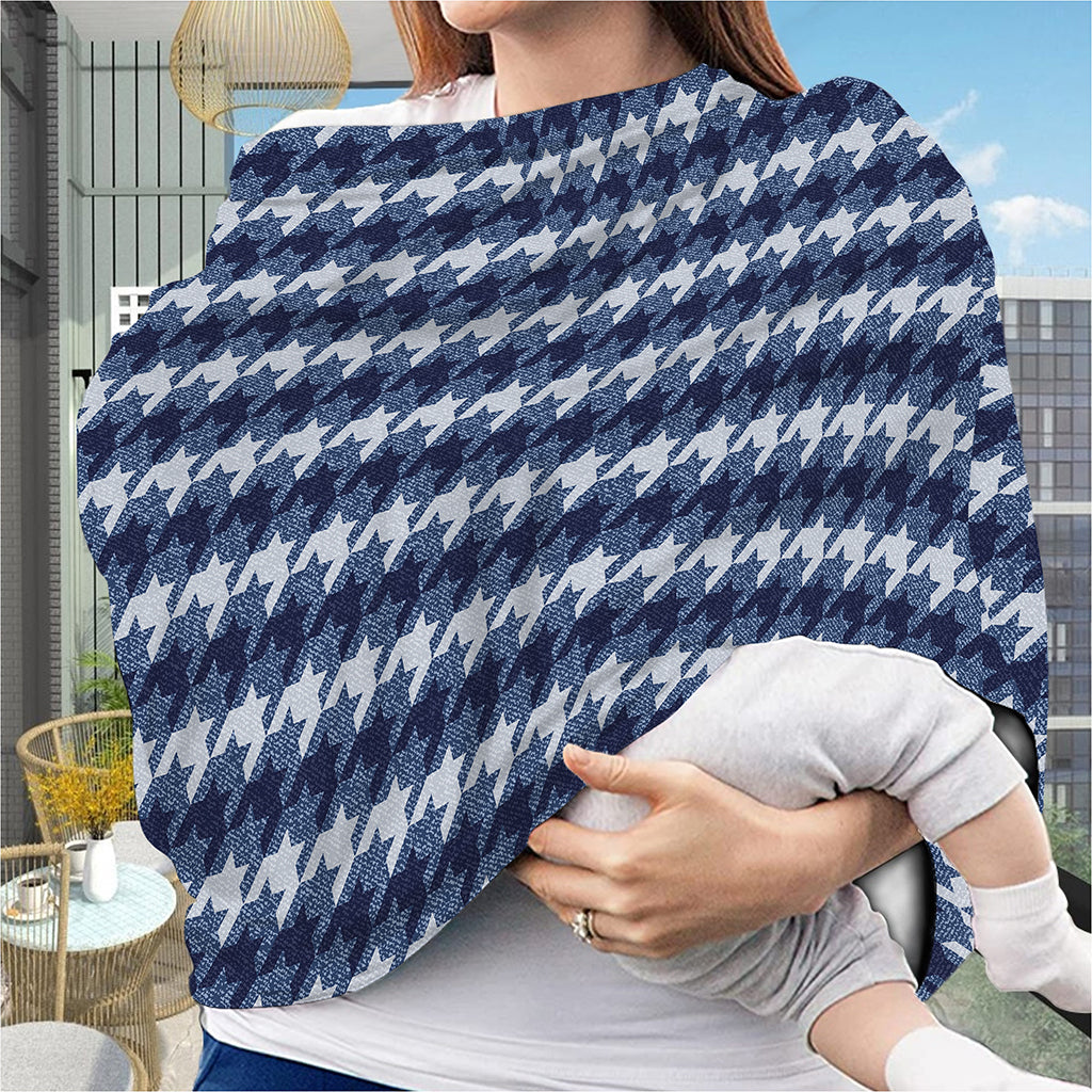 Denim Houndstooth Pattern Print Baby Seat Cover