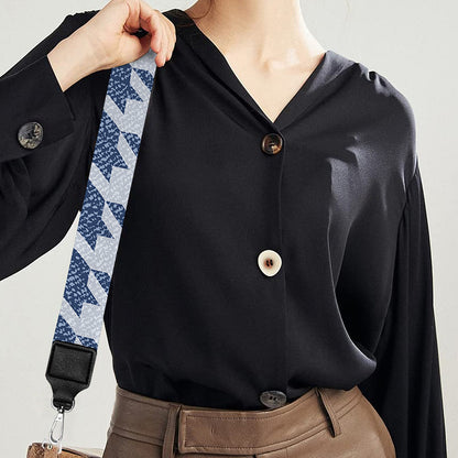 Denim Houndstooth Pattern Print Bag Strap