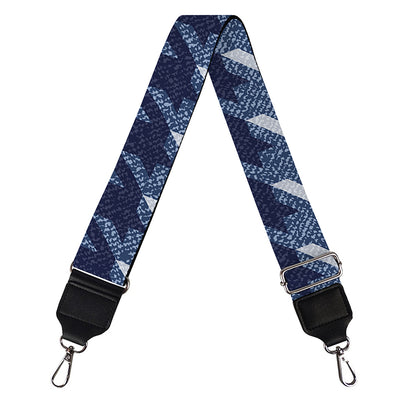 Denim Houndstooth Pattern Print Bag Strap