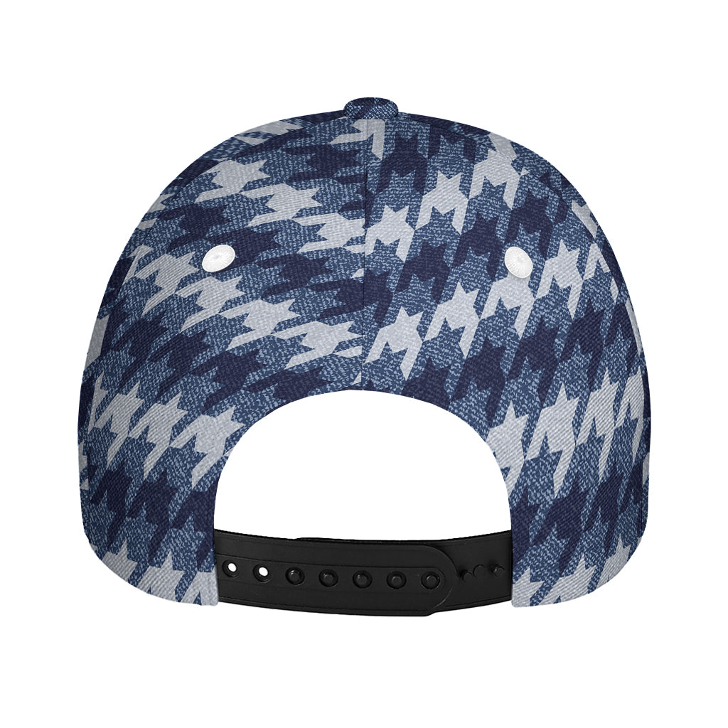 Denim Houndstooth Pattern Print Baseball Cap