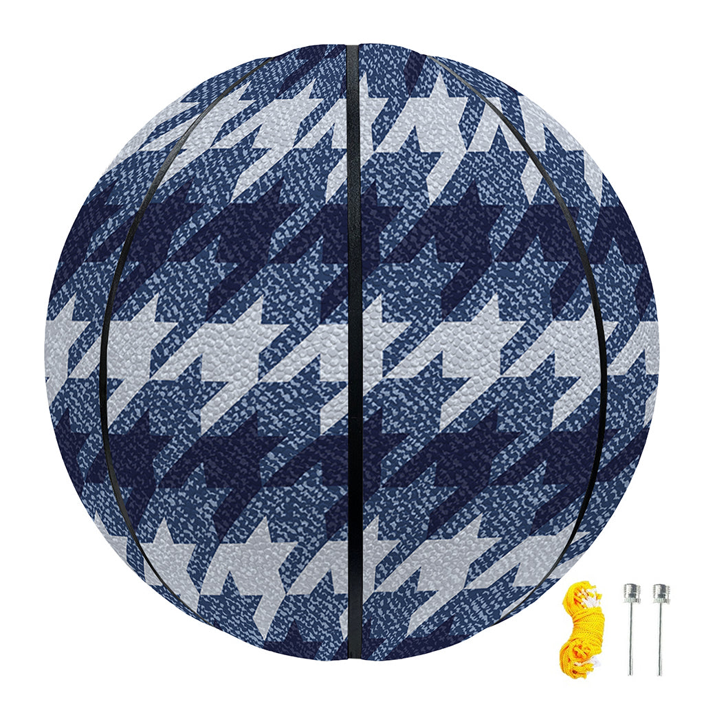 Denim Houndstooth Pattern Print Basketball