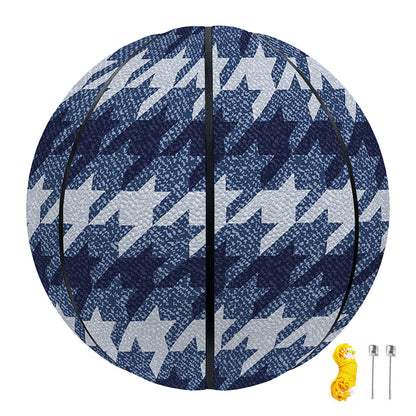 Denim Houndstooth Pattern Print Basketball