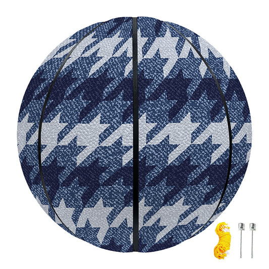 Denim Houndstooth Pattern Print Basketball