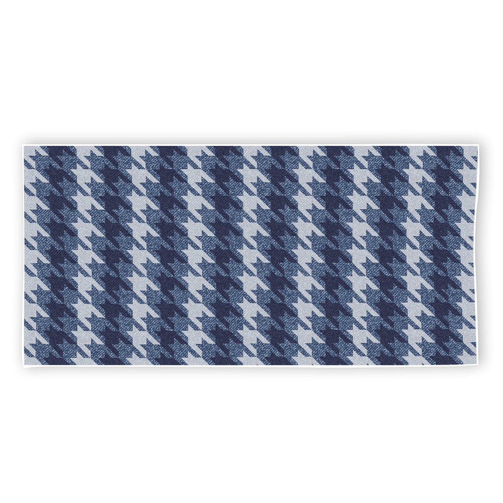Denim Houndstooth Pattern Print Beach Towel