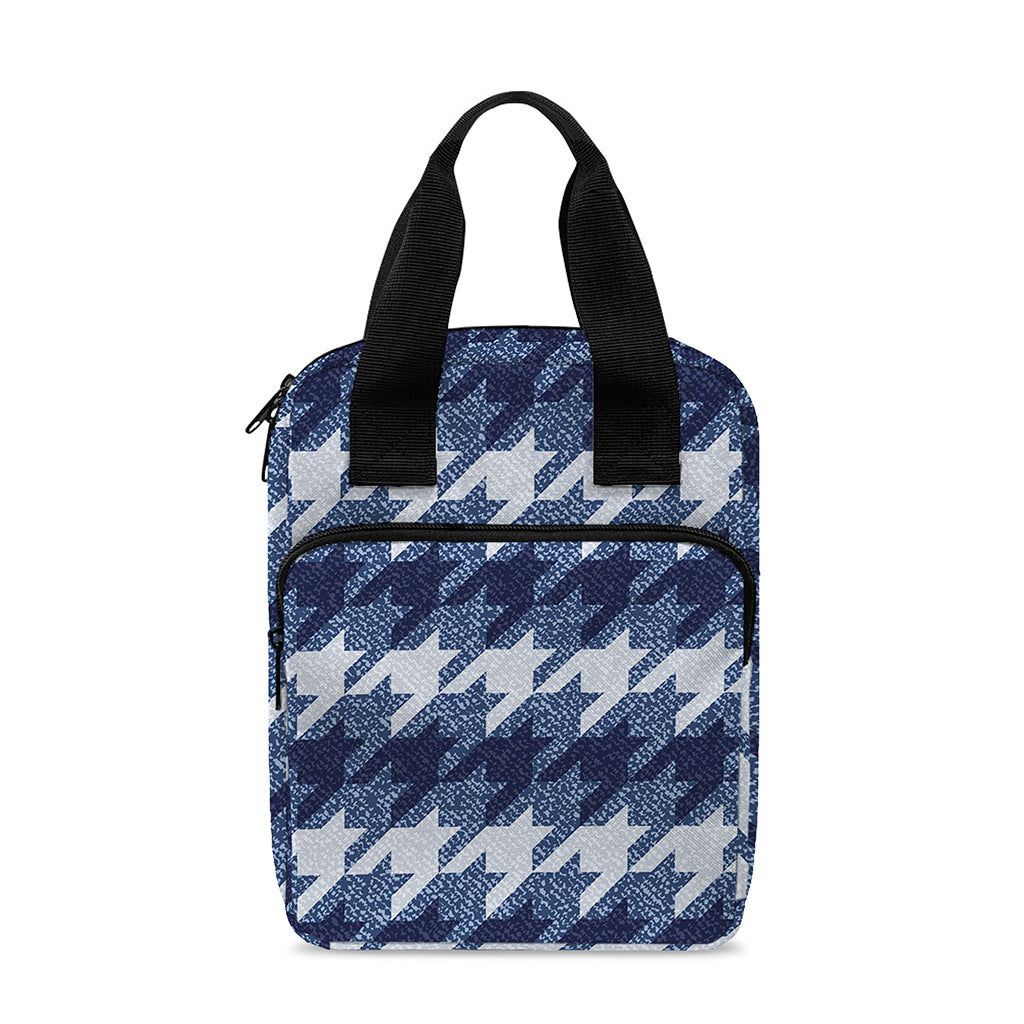 Denim Houndstooth Pattern Print Bible Tote Bag
