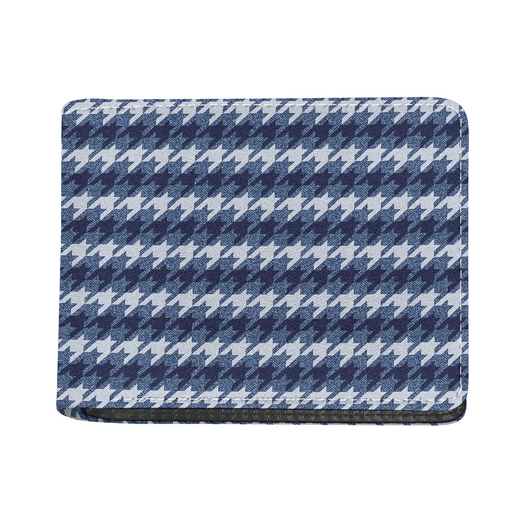 Denim Houndstooth Pattern Print Bifold Wallet