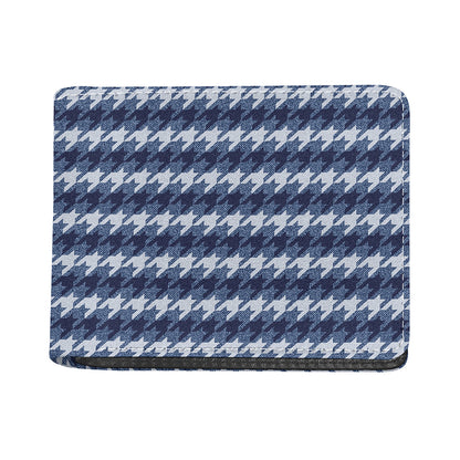 Denim Houndstooth Pattern Print Bifold Wallet