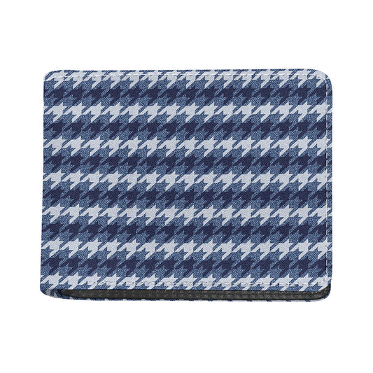 Denim Houndstooth Pattern Print Bifold Wallet
