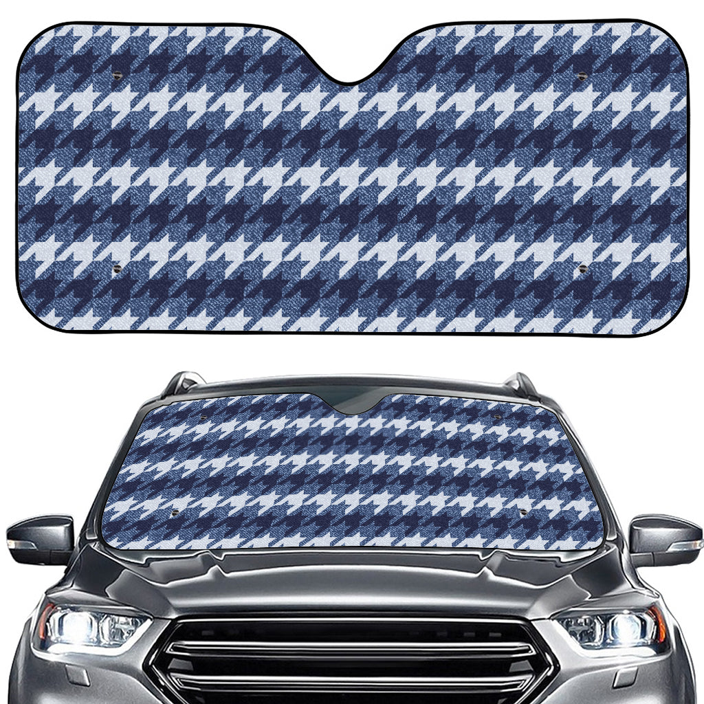 Denim Houndstooth Pattern Print Car Windshield Sun Shade