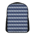 Denim Houndstooth Pattern Print Casual Backpack