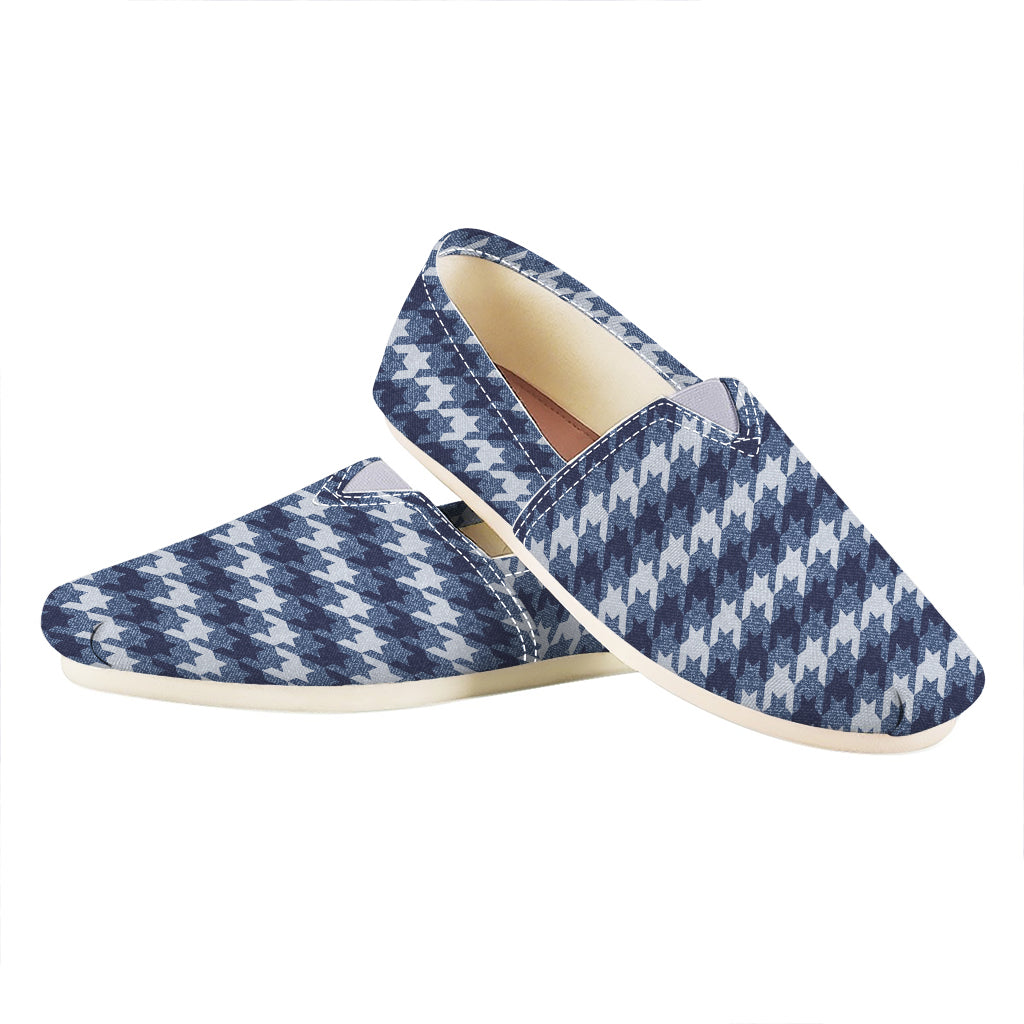 Denim Houndstooth Pattern Print Casual Shoes